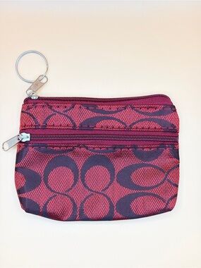 Trendy Double Zipper Cloth Pouch With Keyring